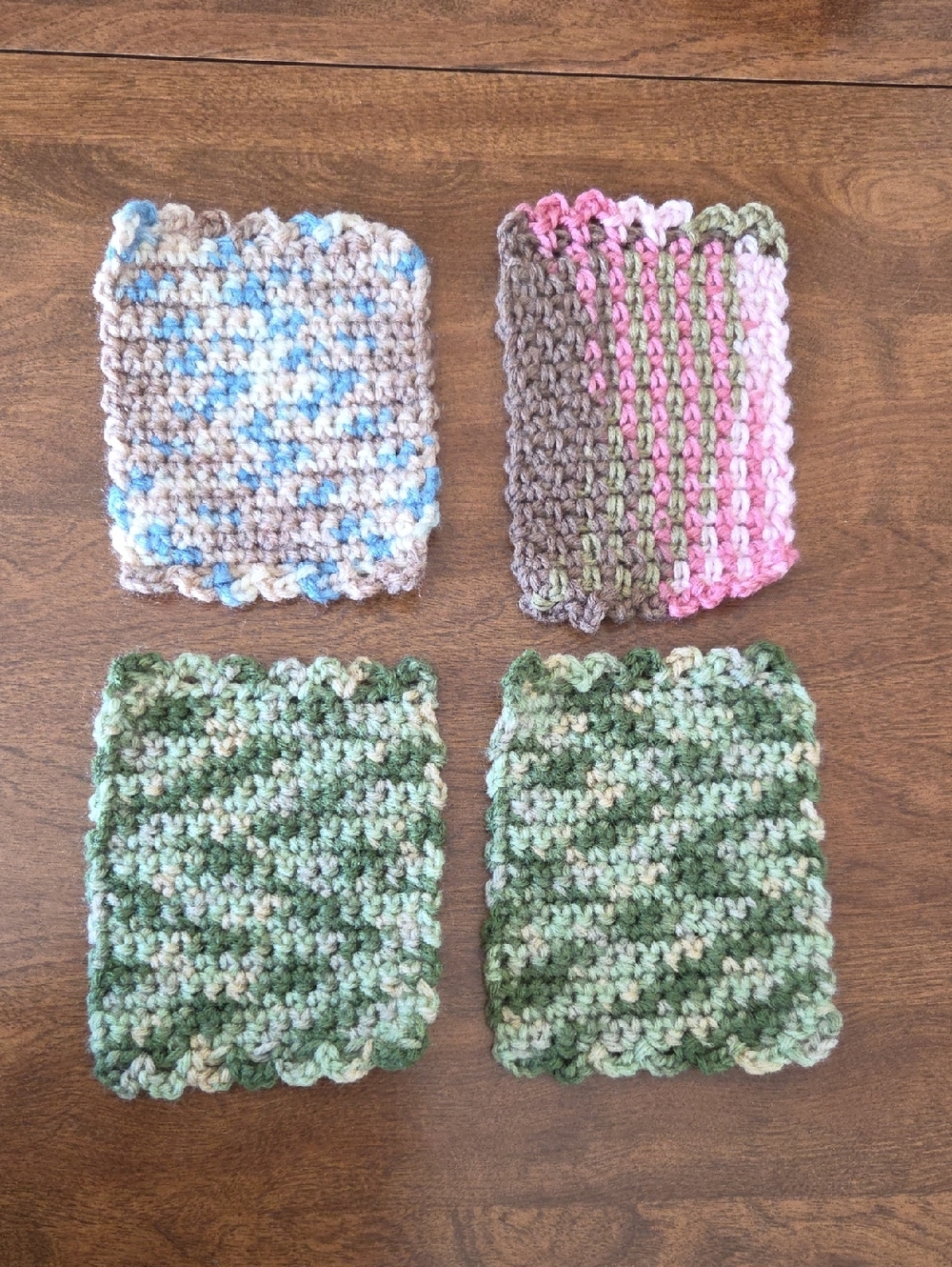 Handmade Crochet Coasters - Assorted Green, Blue, Pink, Tan